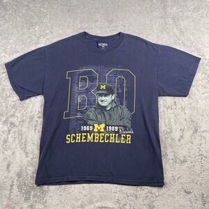 Vintage Bo Schembechler Shirt Mens L Blue University Of Michigan Big House Y2K
